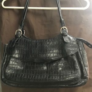MAXX NEW YORK BLACK LEATHER CROCO BAG